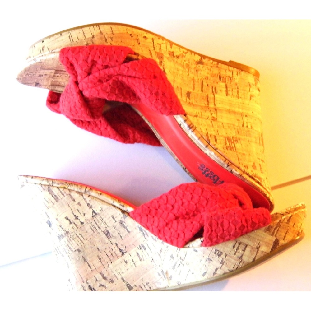 Charlotte Russe Red Wedge Slip On Bow Heels Lena-228Red Sz 6